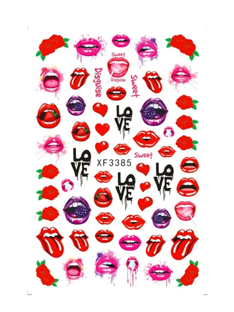 Sticker Model Unghii Buze si Trandafiri XF3385 Buze si Trandafiri - Precizie de Atelier produs manichiura profesionala