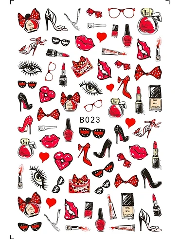 Sticker Model Unghii Beauty B023 Beauty Rosu - Precizie de Atelier produs profesional manichiura