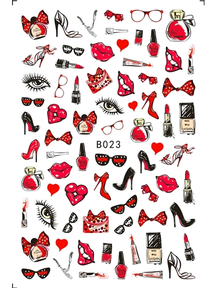 Sticker Model Unghii Beauty B023 Beauty Rosu - Precizie de Atelier produs manichiura profesionala