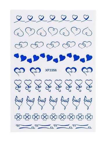 Sticker Model Unghii Inimi Albastre XF3356 Inimi Albastre - Precizie de Atelier produs profesional manichiura