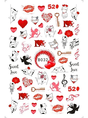 Sticker Model Unghii Sweet Love B032 Sweet Love - Precizie de Atelier produs profesional manichiura