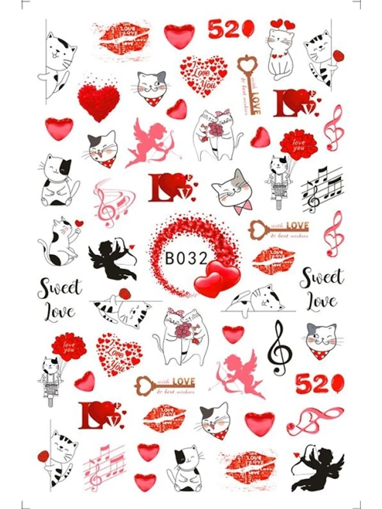 Sticker Model Unghii Sweet Love B032 Sweet Love - Precizie de Atelier produs manichiura profesionala