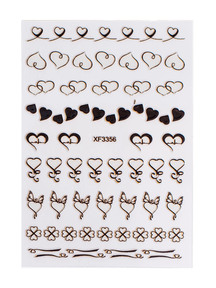 Sticker Model Unghii Inimi Negre XF3356 Inimi Negre - Precizie de Atelier produs manichiura profesionala