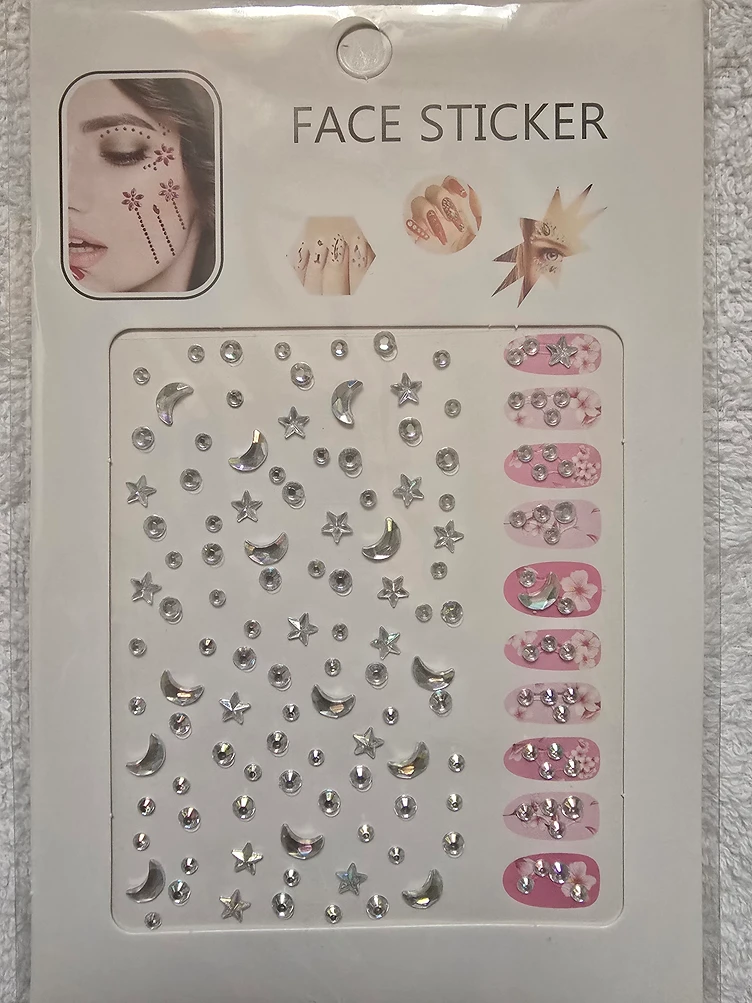 Stickere pentru Fata si Unghii Face Sticker Cristal Transparent si Roz Pal - Accesorii Par, Corp si Unghii produs manichiura profesionala