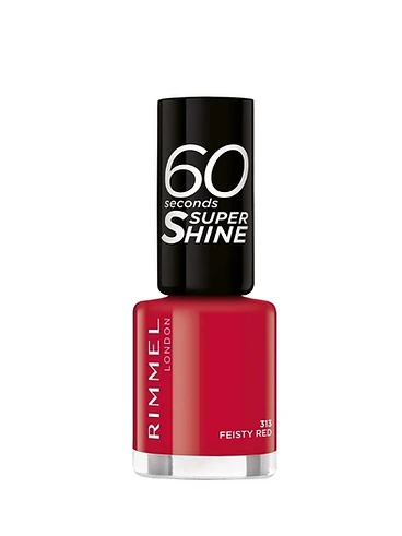 Rimmel London 60 Seconds Super Shine 313 Feisty Red Feisty Red - Rosu Vibrant - Cromatica Rapida produs profesional manichiura