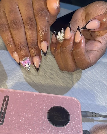 Black French Tips with 3D Charms ($35 Deal)