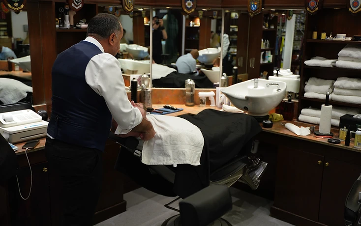 Vintage barbershop interior at Jermyn Street Barbers