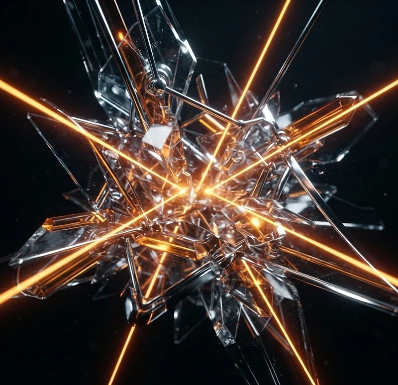 Crystalline structure formed by amber light beams