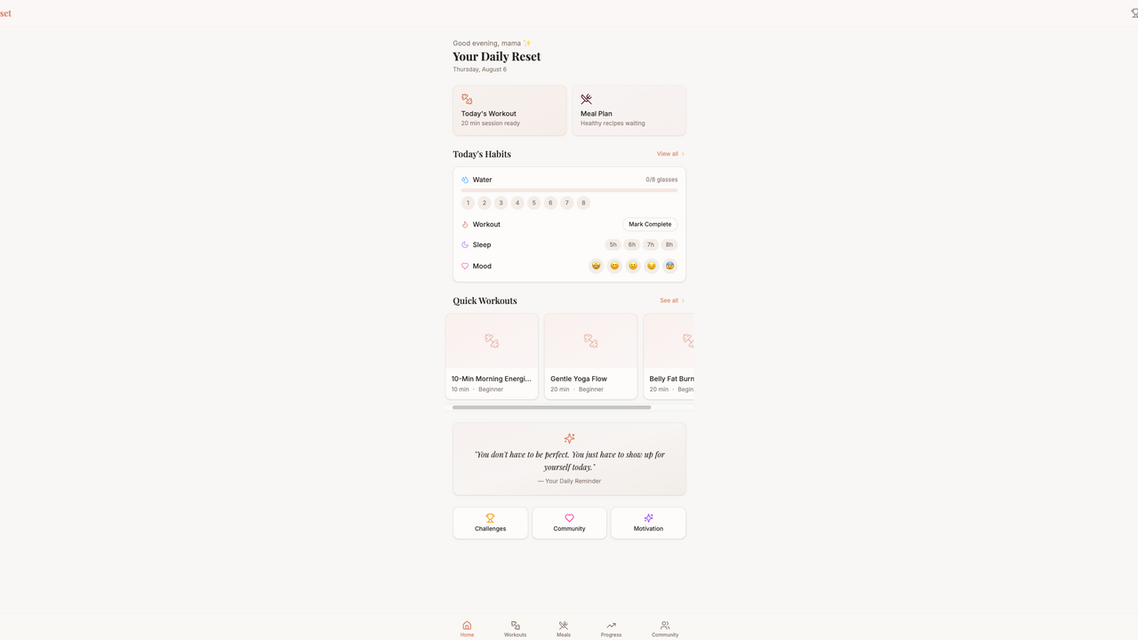 The FitMom Reset template preview