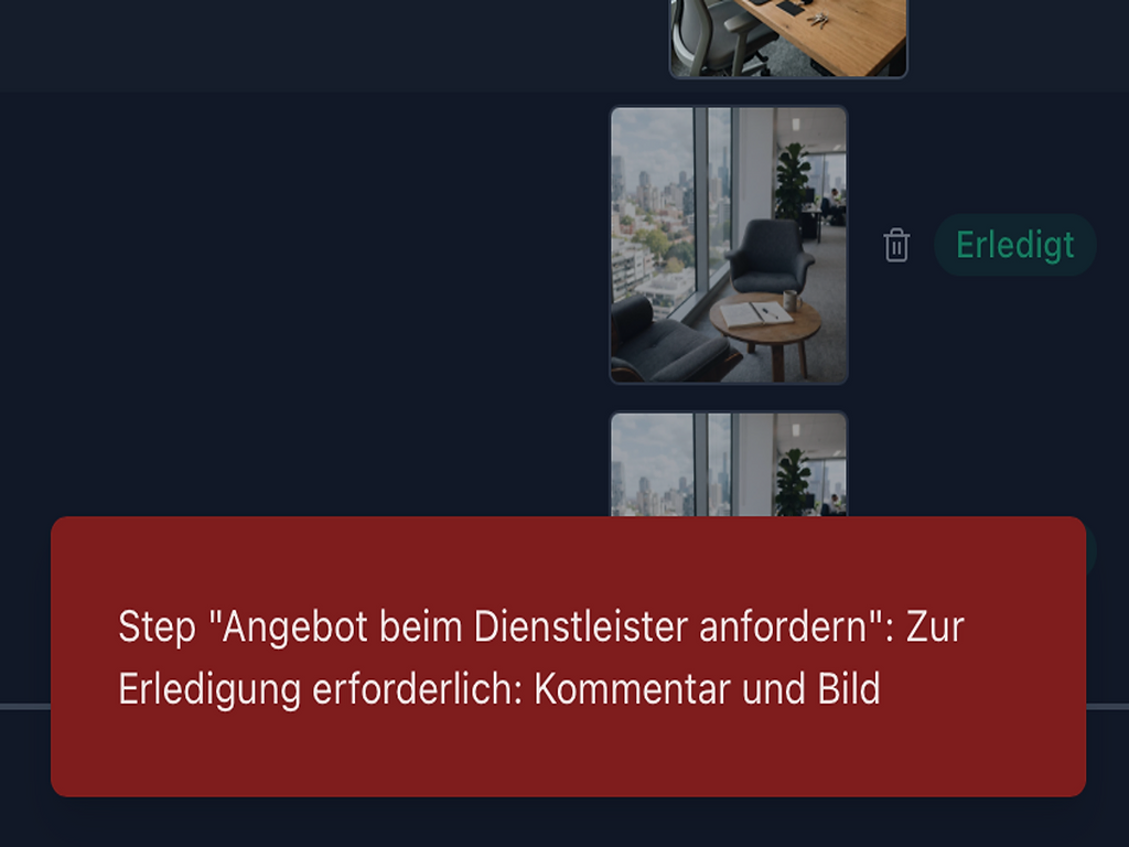 Verbindliche Erledigung mit Nachweis