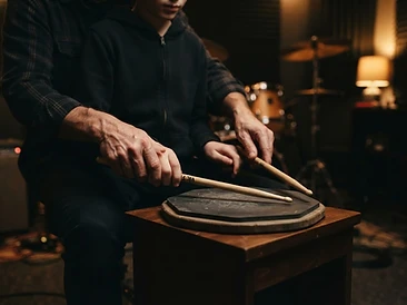 Drum lesson in progress
