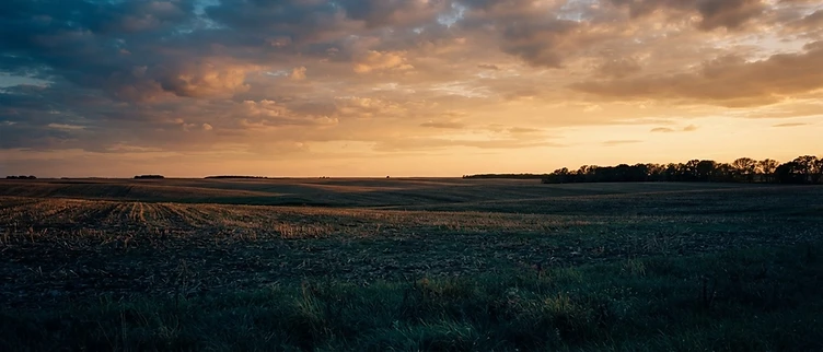 A serene Iowa landscape at golden hour, symbolizing peace of mind
