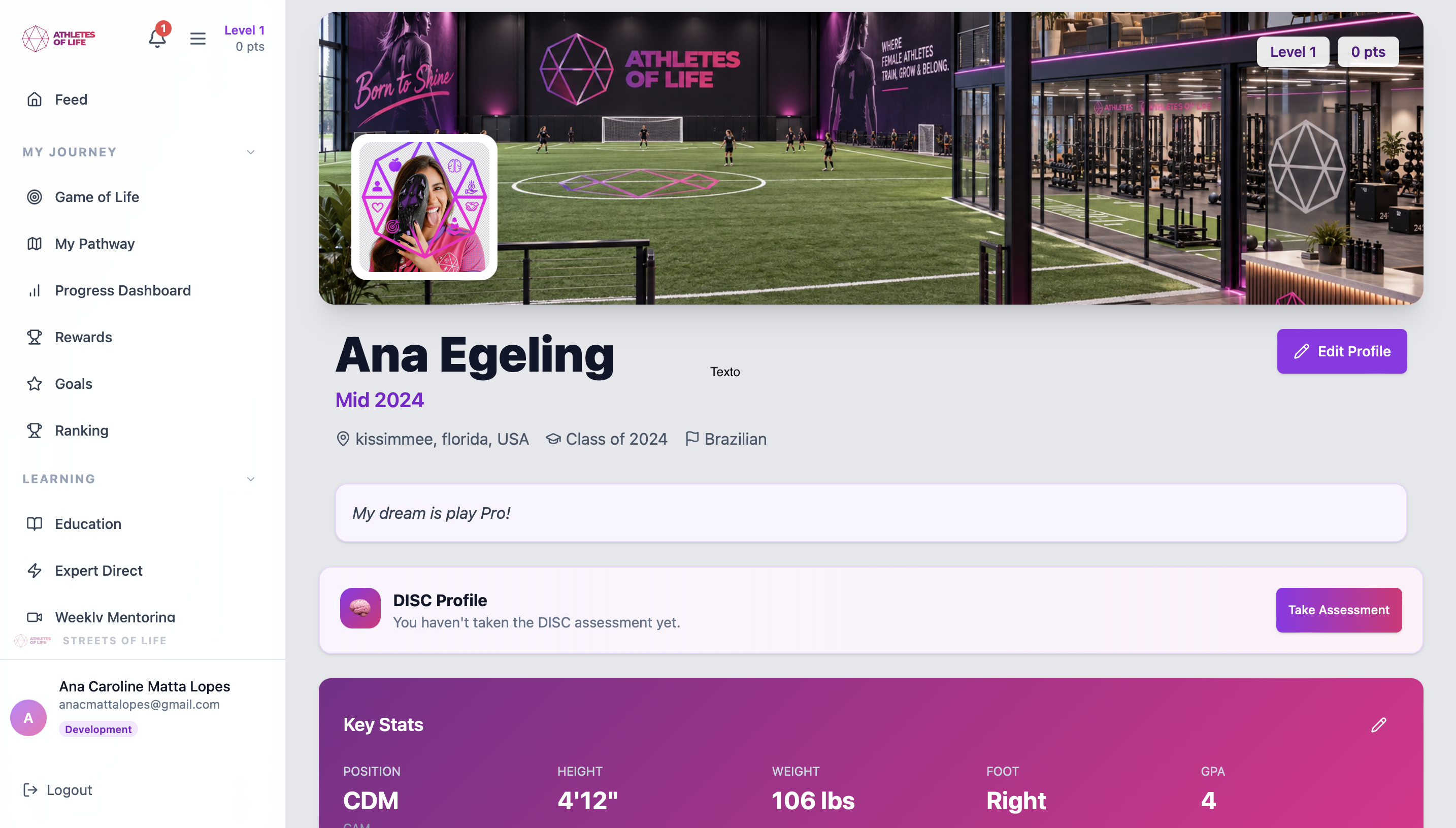 Athletes of Life Virtual Club — athlete profile