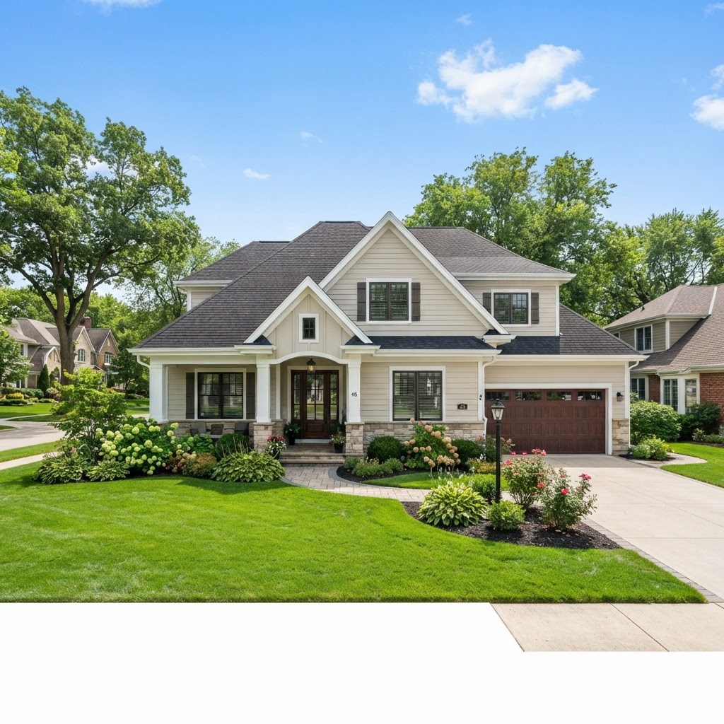 Clean, well-maintained gutter system