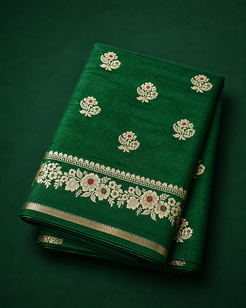 Emerald munga silk saree
