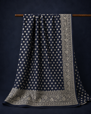 Midnight kaddi silk saree