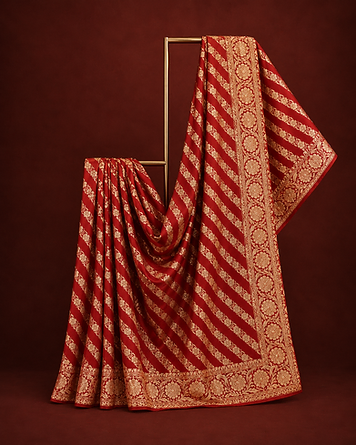 Crimson zari georgette saree
