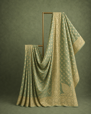 Sage zari georgette saree