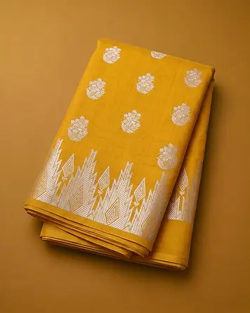 Mustard munga silk saree