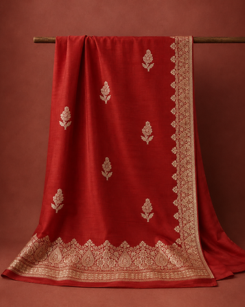 Rust munga silk saree