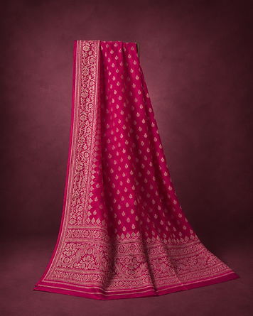 Fuchsia kaddi silk saree