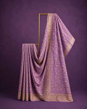 Lavender zari georgette saree