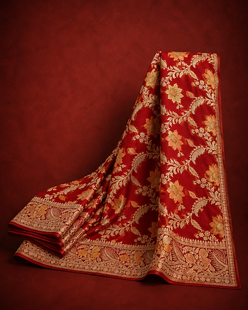 Crimson vine georgette saree