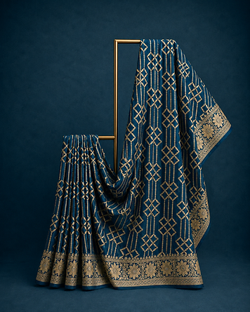 Navy zari georgette saree