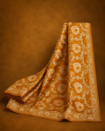Ochre vine georgette saree