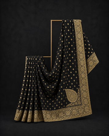 Black zari georgette saree