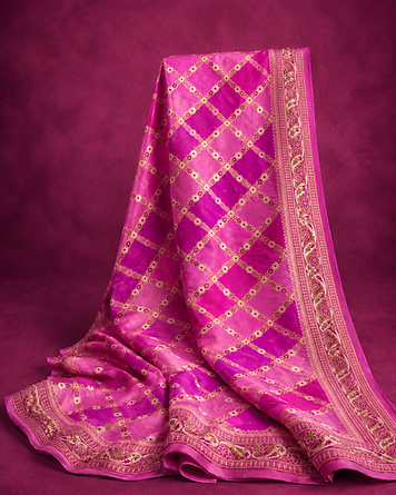 Magenta zari georgette saree