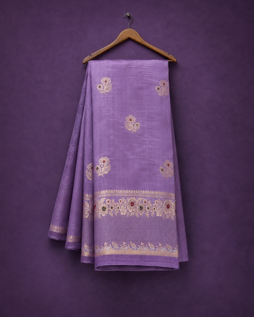 Lavender munga silk saree