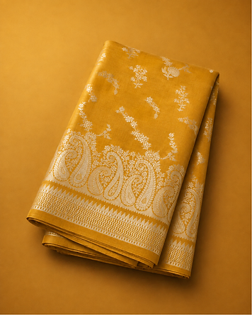 Mustard zari silk saree