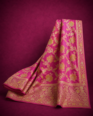 Magenta vine georgette saree