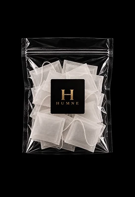 Thirty biodegradable loose-leaf tea bags included with every HUMNE canister