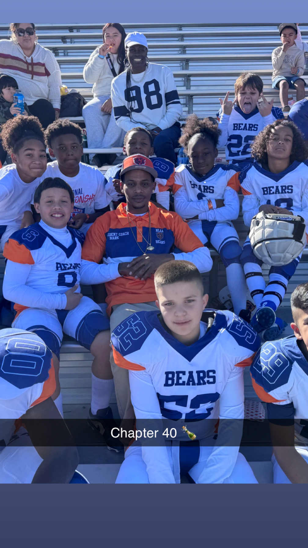 Team on bleachers