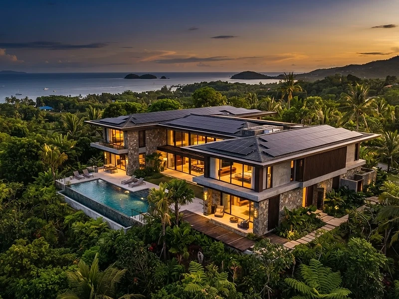 Premium solar home installation at golden hour