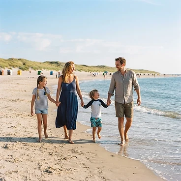 Familie am Nordseestrand auf Borkum