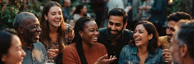 A diverse community gathered in connection and belonging