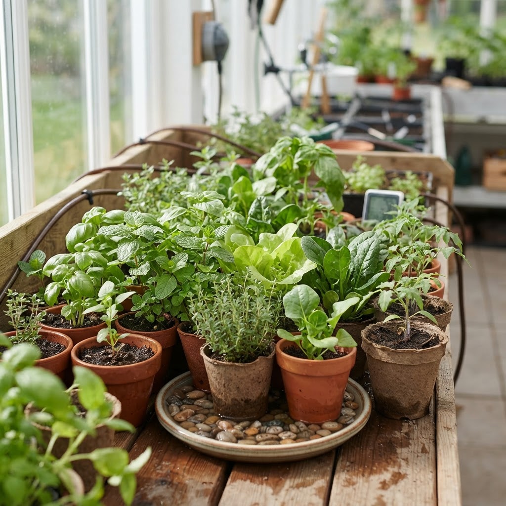 Diagram showing the benefits of grouping indoor plants together.