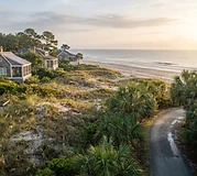 Low-rise Hilton Head Island beach homes behind sea oats and dunes