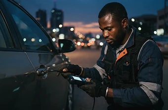 Automotive locksmith using a precision tool