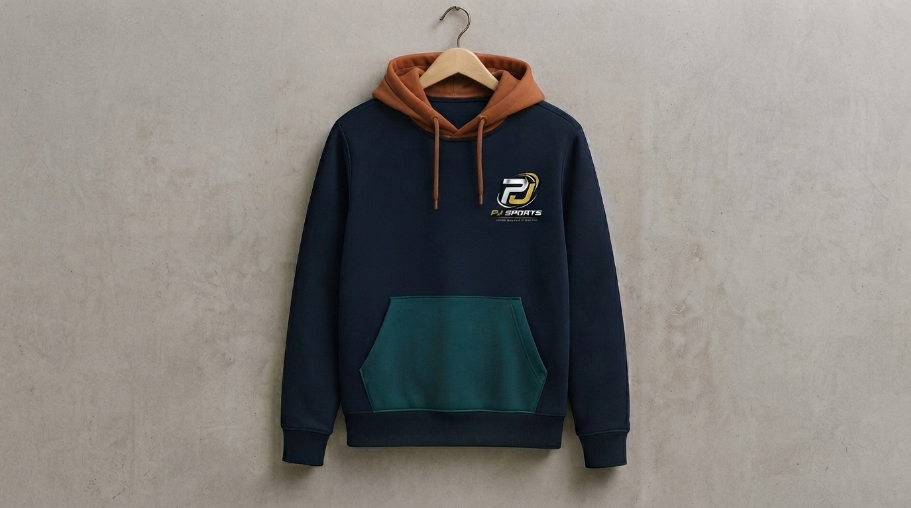 Hoodie — Navy, Orange & Teal