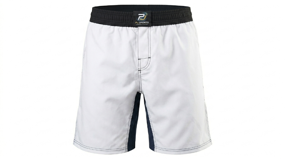 MMA Shorts — White & Black