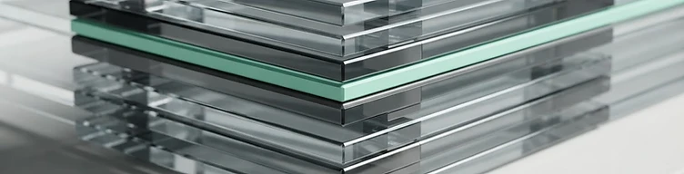 Abstract ledger of glass panels