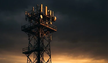 Communication tower at sunset
