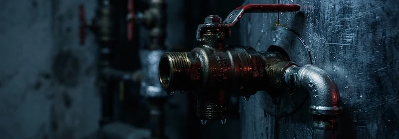 Pressure relief valve of water heater displayed in soft light