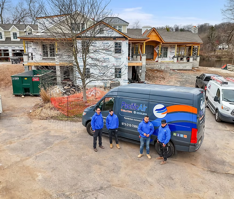 Pacific Air HVAC crew and van on an install day