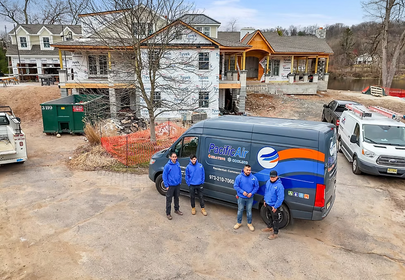 Pacific Air HVAC crew on an install day at a North Jersey home