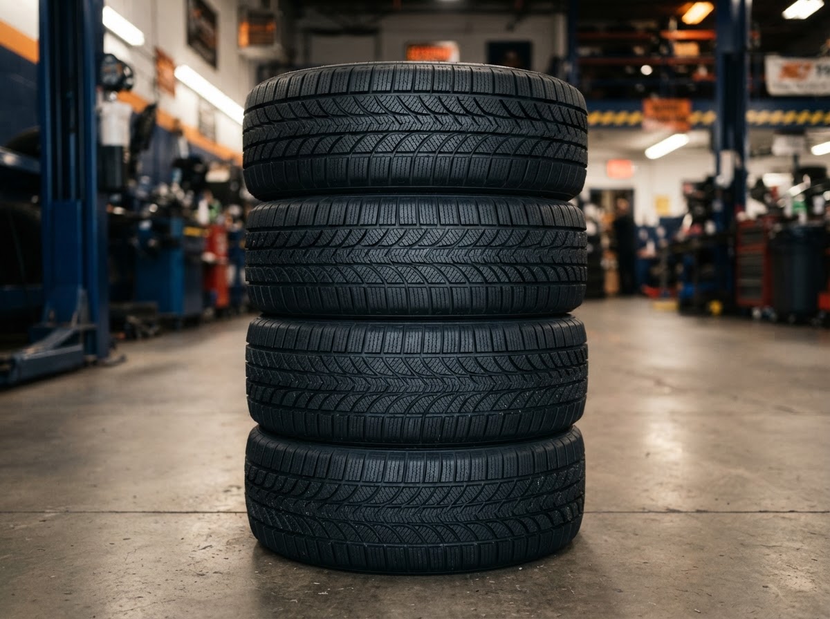 New and used tires for sale at a professional tire shop